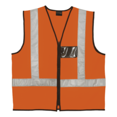 Hi-Viz Premium Reflective Safety Vest c/w Zip & ID Pouch - Orange