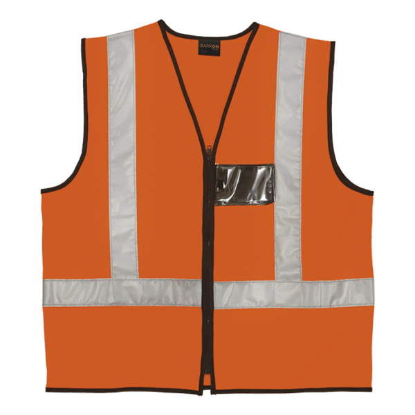 Hi-Viz Premium Reflective Safety Vest c/w Zip & ID Pouch - Orange