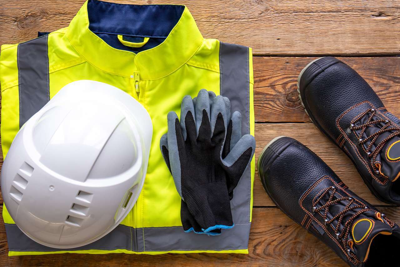 Protective Glasses with Hard Hat and Headphones