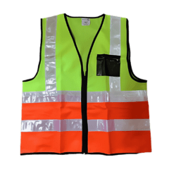 Hi-Viz Two-Tone Reflective Safety Vest c/w Zip & ID Pouch - Orange/Lime