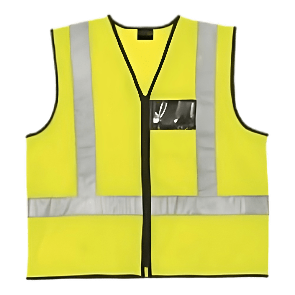Hi-Viz Reflective Safety Vest c/w Zip & ID Pouch - Yellow